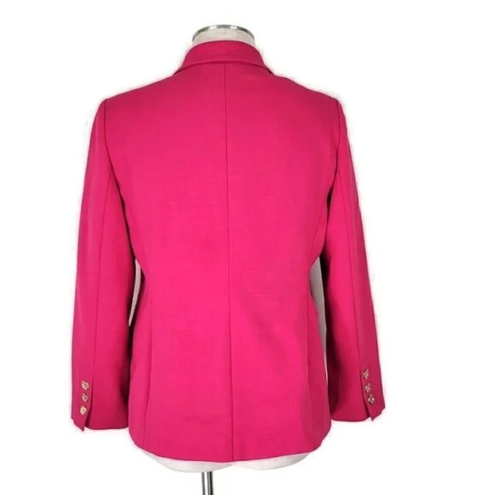 Kasper Blazer Size 10P Button Pockets Notch Collar Stretch Padded Lined Pink - Picture 4 of 10